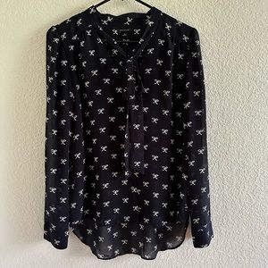 Ann Taylor- Black Pussybow Blouse